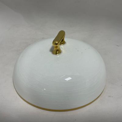 -122- White & Gold Accent | Insert | Marked | Covered Butter Dish