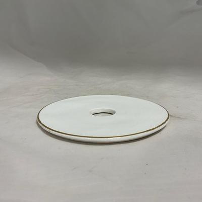 -122- White & Gold Accent | Insert | Marked | Covered Butter Dish