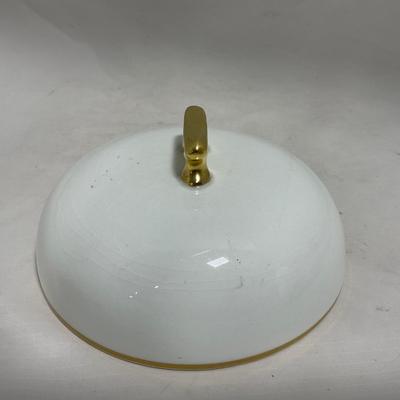 -122- White & Gold Accent | Insert | Marked | Covered Butter Dish