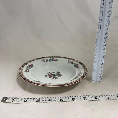 -123- White & Floral | Marked | Covered Butter Dish