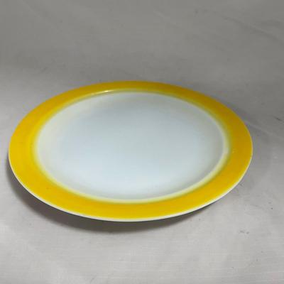 -124- White & Yellow | Pear Finial | Marked | Covered Butter Dish