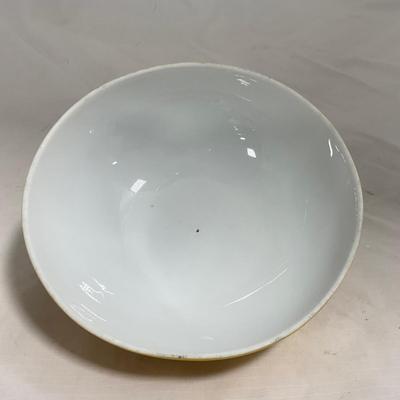 -124- White & Yellow | Pear Finial | Marked | Covered Butter Dish