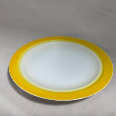 -124- White & Yellow | Pear Finial | Marked | Covered Butter Dish