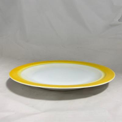 -124- White & Yellow | Pear Finial | Marked | Covered Butter Dish