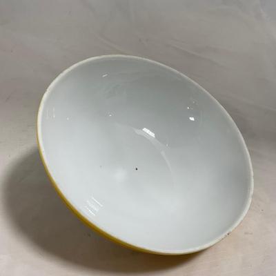-124- White & Yellow | Pear Finial | Marked | Covered Butter Dish