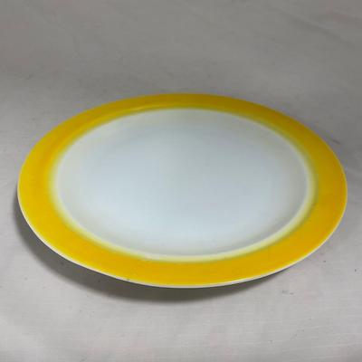 -124- White & Yellow | Pear Finial | Marked | Covered Butter Dish