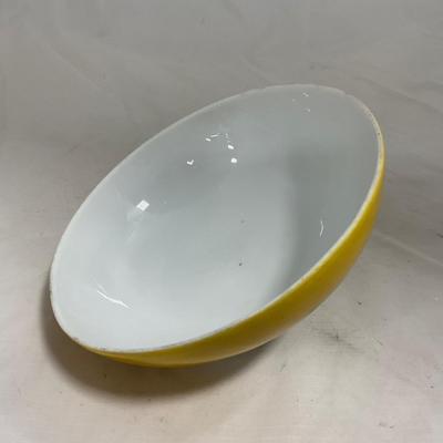 -124- White & Yellow | Pear Finial | Marked | Covered Butter Dish