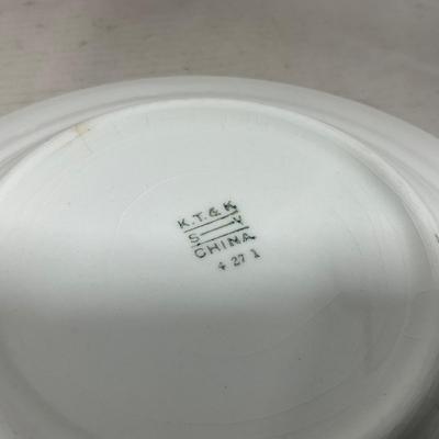-125- White & Floral | Marked | Covered Butter Dish