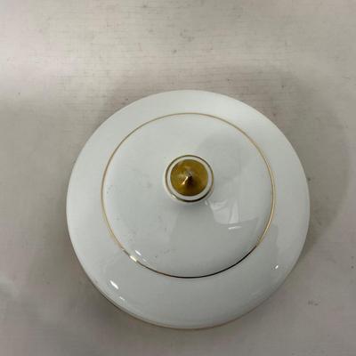 -125- White & Floral | Marked | Covered Butter Dish
