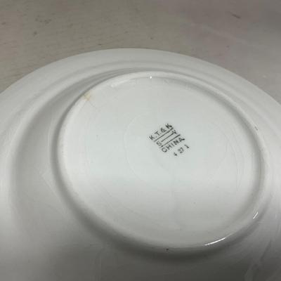 -125- White & Floral | Marked | Covered Butter Dish