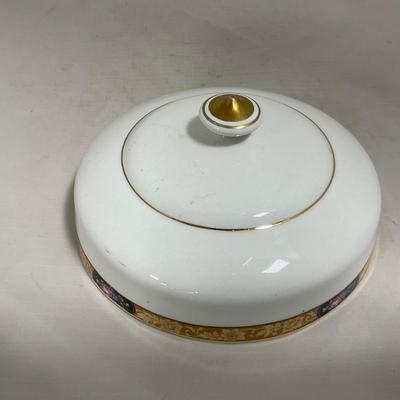 -125- White & Floral | Marked | Covered Butter Dish
