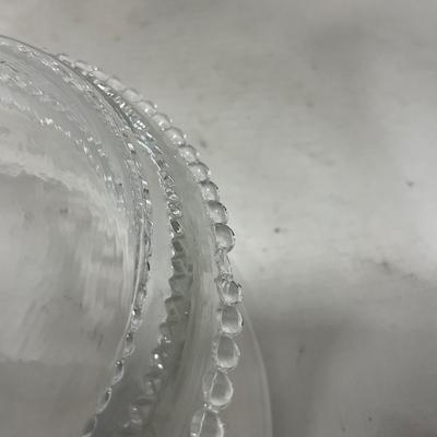 -126- Clear Glass & Floral | Marked | Covered Butter Dish