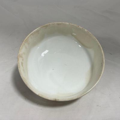 -127- White & Tan | Marked | Covered Butter Dish