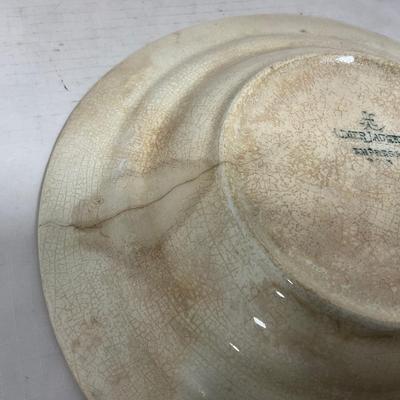 -127- White & Tan | Marked | Covered Butter Dish