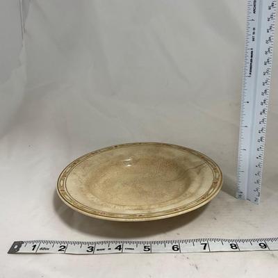 -127- White & Tan | Marked | Covered Butter Dish