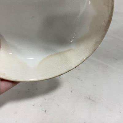 -127- White & Tan | Marked | Covered Butter Dish