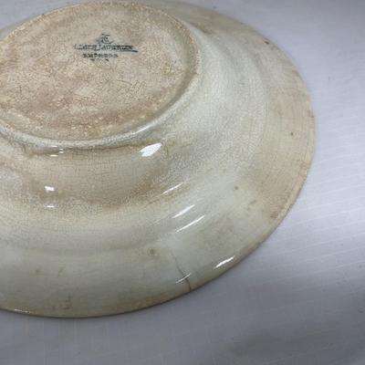 -127- White & Tan | Marked | Covered Butter Dish