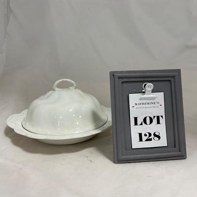-128- White | Marked Johnson Bros England | Covered Butter Dish