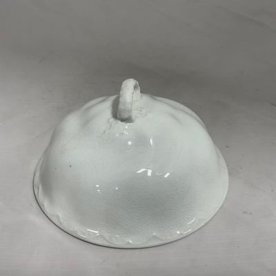 -128- White | Marked Johnson Bros England | Covered Butter Dish