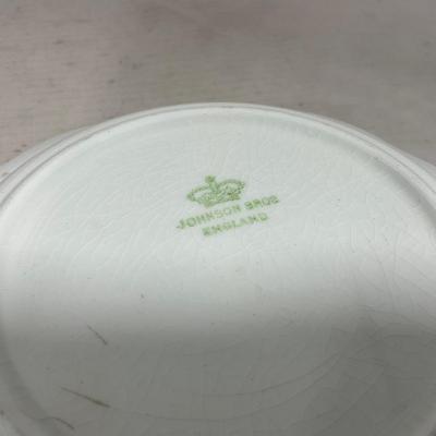 -128- White | Marked Johnson Bros England | Covered Butter Dish