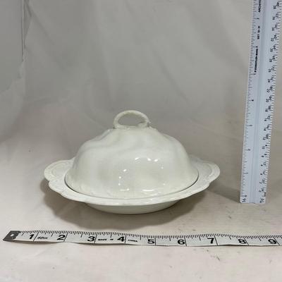 -128- White | Marked Johnson Bros England | Covered Butter Dish
