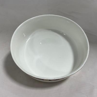 -129- White Blue Red & Gold | Insert | Marked W. H. Grinoley & Co | Covered Butter Dish