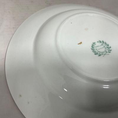 -129- White Blue Red & Gold | Insert | Marked W. H. Grinoley & Co | Covered Butter Dish