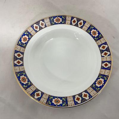 -129- White Blue Red & Gold | Insert | Marked W. H. Grinoley & Co | Covered Butter Dish