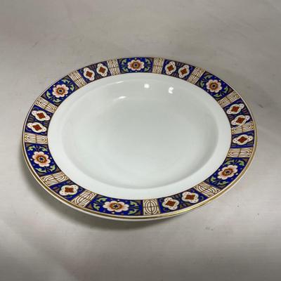 -129- White Blue Red & Gold | Insert | Marked W. H. Grinoley & Co | Covered Butter Dish
