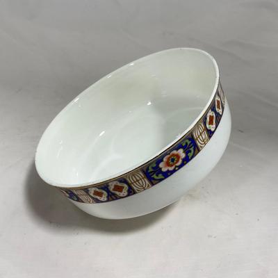 -129- White Blue Red & Gold | Insert | Marked W. H. Grinoley & Co | Covered Butter Dish
