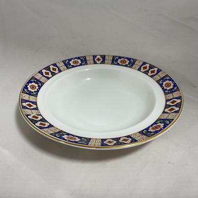 -129- White Blue Red & Gold | Insert | Marked W. H. Grinoley & Co | Covered Butter Dish