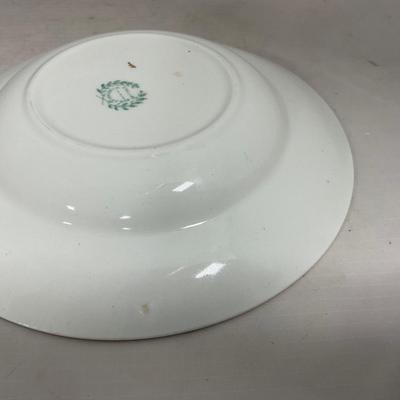 -129- White Blue Red & Gold | Insert | Marked W. H. Grinoley & Co | Covered Butter Dish