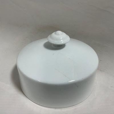 -130- White | Butter Insert | Covered Butter Dish