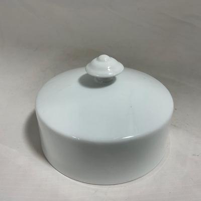 -130- White | Butter Insert | Covered Butter Dish