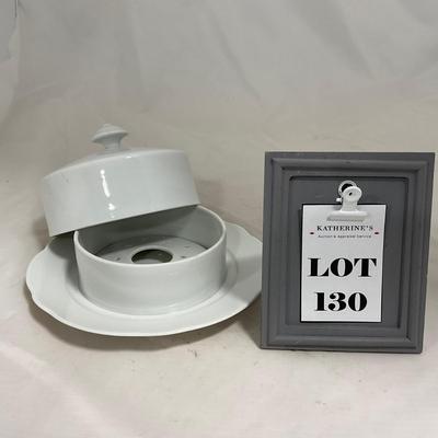 -130- White | Butter Insert | Covered Butter Dish