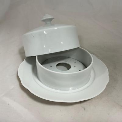 -130- White | Butter Insert | Covered Butter Dish