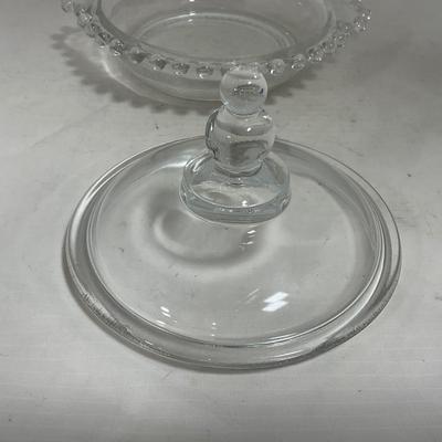 -134- Clear Glass | Candlewick Style | Two Covered Butter Dishes | Pedestal Dish | Creamer & Sugar