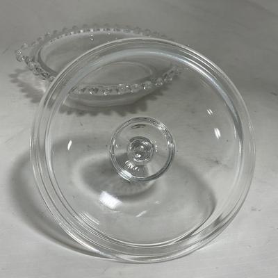 -134- Clear Glass | Candlewick Style | Two Covered Butter Dishes | Pedestal Dish | Creamer & Sugar
