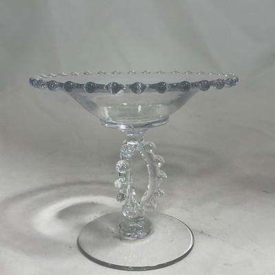 -134- Clear Glass | Candlewick Style | Two Covered Butter Dishes | Pedestal Dish | Creamer & Sugar