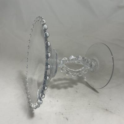 -134- Clear Glass | Candlewick Style | Two Covered Butter Dishes | Pedestal Dish | Creamer & Sugar