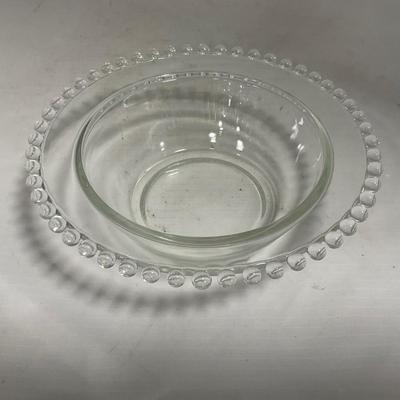 -134- Clear Glass | Candlewick Style | Two Covered Butter Dishes | Pedestal Dish | Creamer & Sugar
