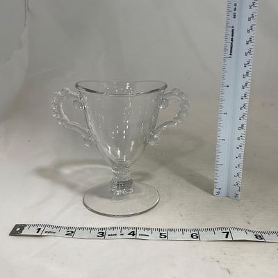 -134- Clear Glass | Candlewick Style | Two Covered Butter Dishes | Pedestal Dish | Creamer & Sugar
