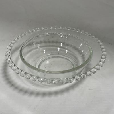 -134- Clear Glass | Candlewick Style | Two Covered Butter Dishes | Pedestal Dish | Creamer & Sugar