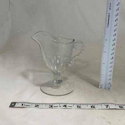 -134- Clear Glass | Candlewick Style | Two Covered Butter Dishes | Pedestal Dish | Creamer & Sugar