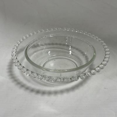 -134- Clear Glass | Candlewick Style | Two Covered Butter Dishes | Pedestal Dish | Creamer & Sugar