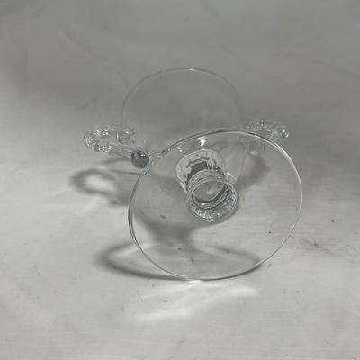 -134- Clear Glass | Candlewick Style | Two Covered Butter Dishes | Pedestal Dish | Creamer & Sugar