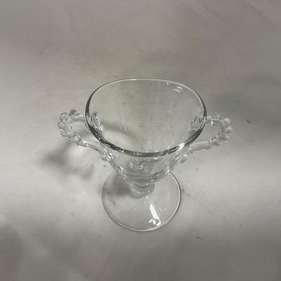 -134- Clear Glass | Candlewick Style | Two Covered Butter Dishes | Pedestal Dish | Creamer & Sugar