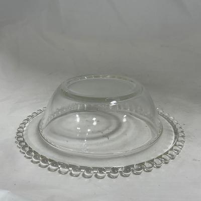 -134- Clear Glass | Candlewick Style | Two Covered Butter Dishes | Pedestal Dish | Creamer & Sugar