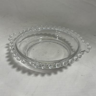 -134- Clear Glass | Candlewick Style | Two Covered Butter Dishes | Pedestal Dish | Creamer & Sugar