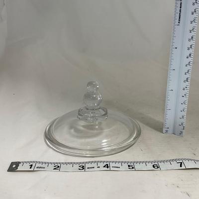 -134- Clear Glass | Candlewick Style | Two Covered Butter Dishes | Pedestal Dish | Creamer & Sugar
